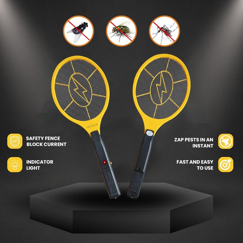 DeVogue ® Electric Fly Swatter Bug Zapper Battery Operated Flies Killer Indoor & Outdoor Pest Control Mosquito Zapper and Insect Catcher Racket - Image 3